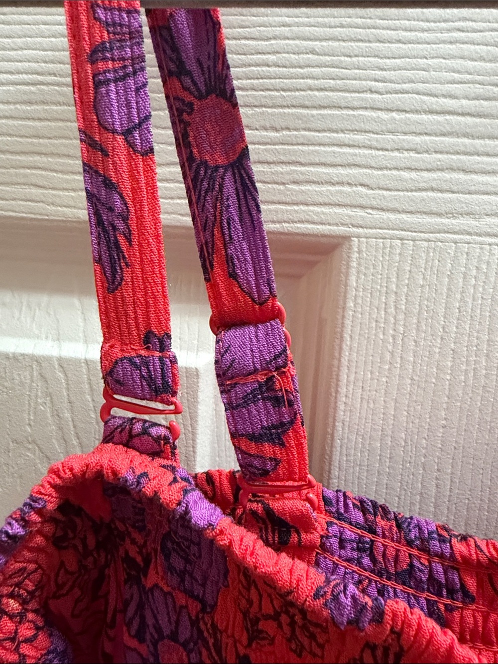 Wide Leg Jumpsuit Red with Purple Floral Print - Picture 7 of 9